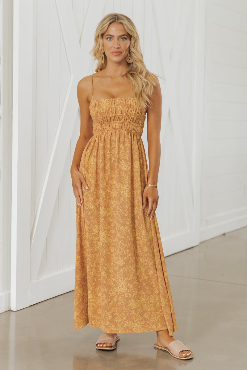 Yellow Print Smocked Maxi Dress | Pre Order - Magnolia Boutique