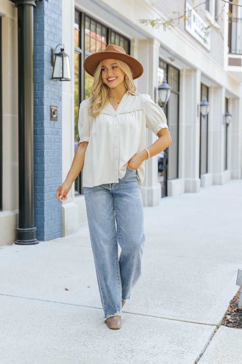 Yours To Cherish Braided Button Down Top - Magnolia Boutique