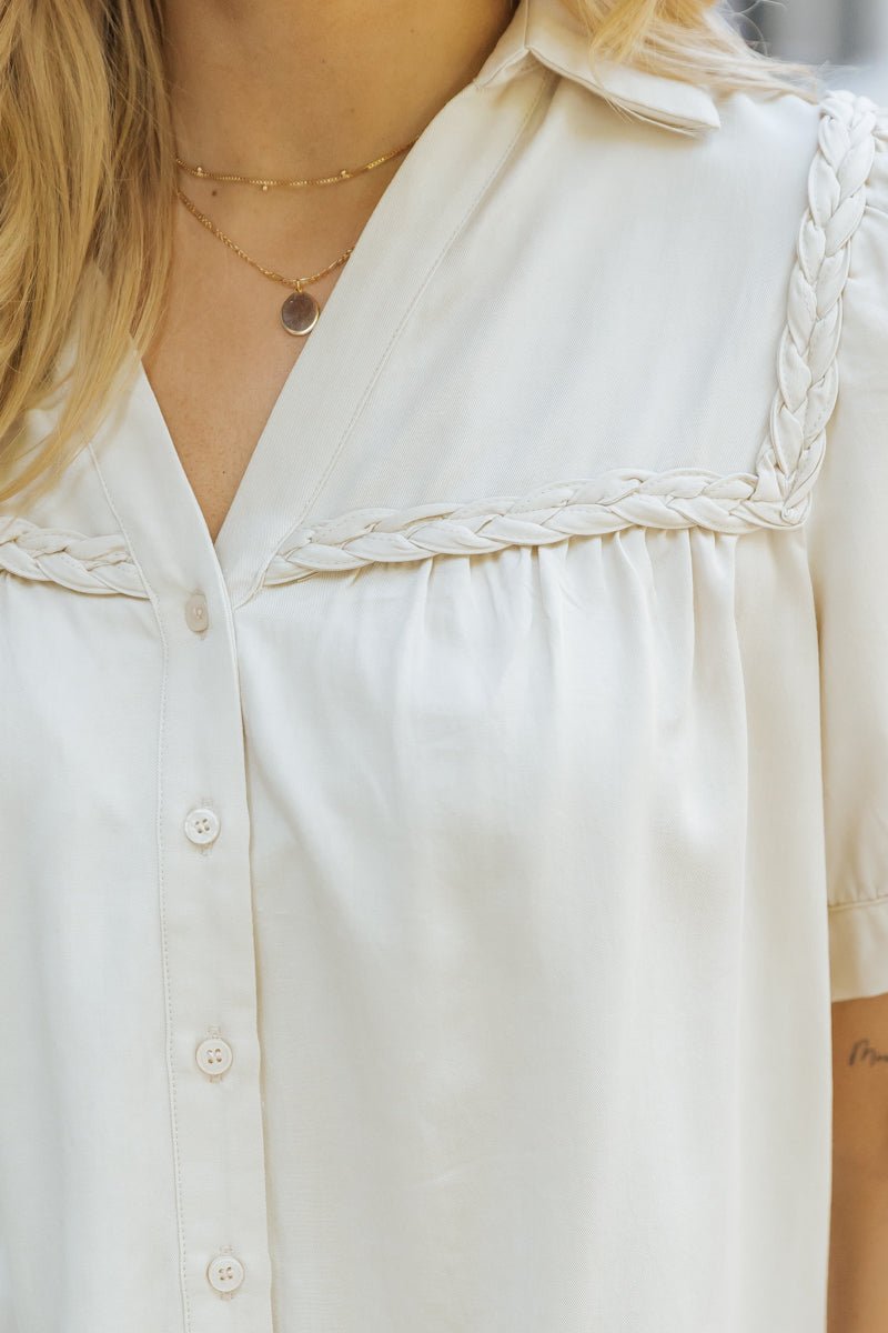 Yours To Cherish Braided Button Down Top - Magnolia Boutique