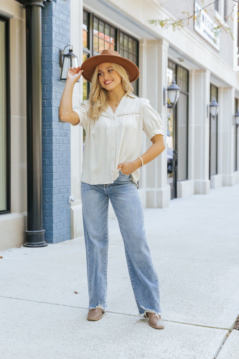 Yours To Cherish Braided Button Down Top - Magnolia Boutique