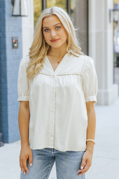 Yours To Cherish Braided Button Down Top - Magnolia Boutique