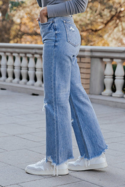 90's Vintage High Rise Destroyed Flare Jeans - Magnolia Boutique