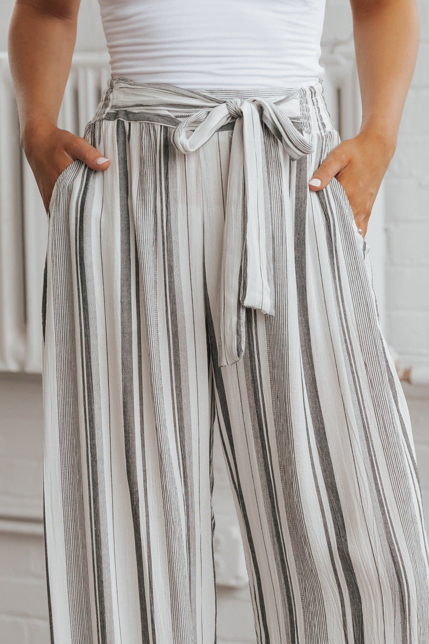 Angie Black & White Striped Pants - Magnolia Boutique