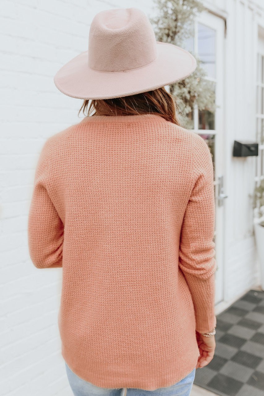 Autumn Glow Brushed Blush Waffle Knit Sweater - Magnolia Boutique