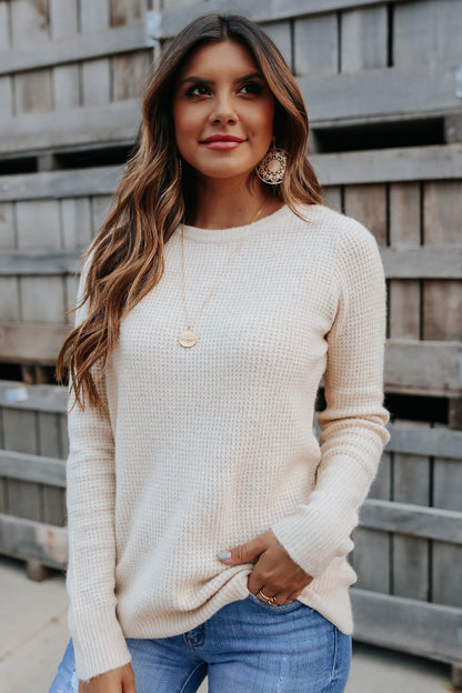 Autumn Glow Brushed Oatmeal Waffle Sweater - FINAL SALE - Magnolia Boutique