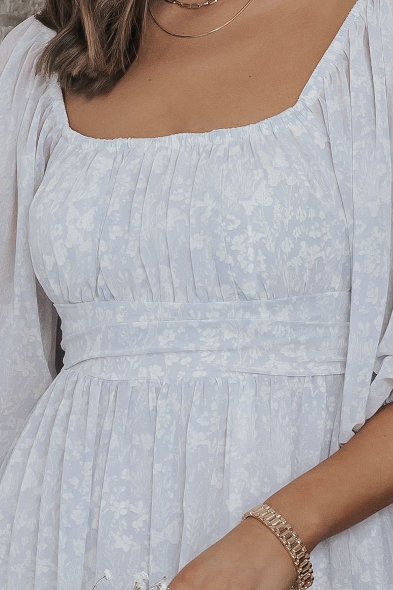 Baby Blue Floral Print Mini Dress - Magnolia Boutique