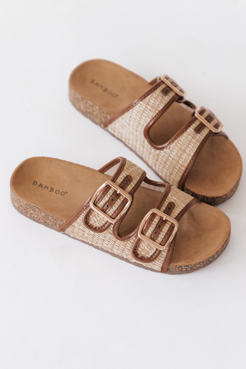 Bamboo Champion Tan Double Buckle Slide Sandals - FINAL SALE - Magnolia Boutique