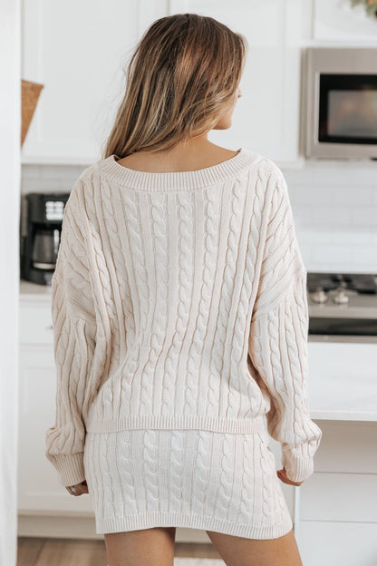 Beige Cable Knit Sweater & Skirt Set - Magnolia Boutique