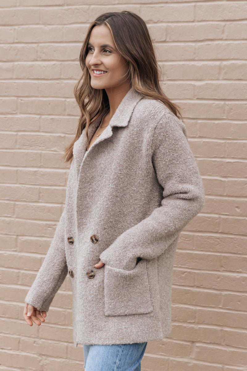 Beige Ultra Soft Textured Wool Coat - Magnolia Boutique