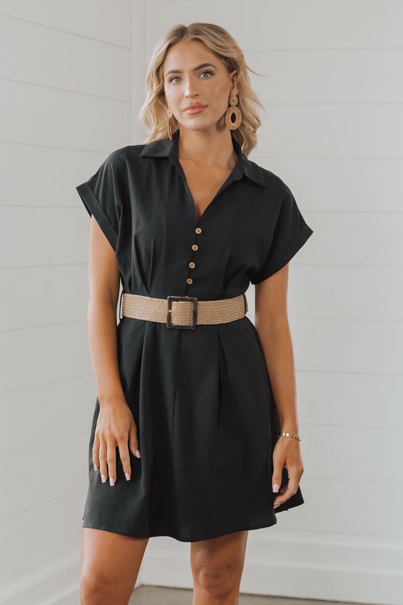 Belted V Neck Mini Dress | Pre Order - Magnolia Boutique