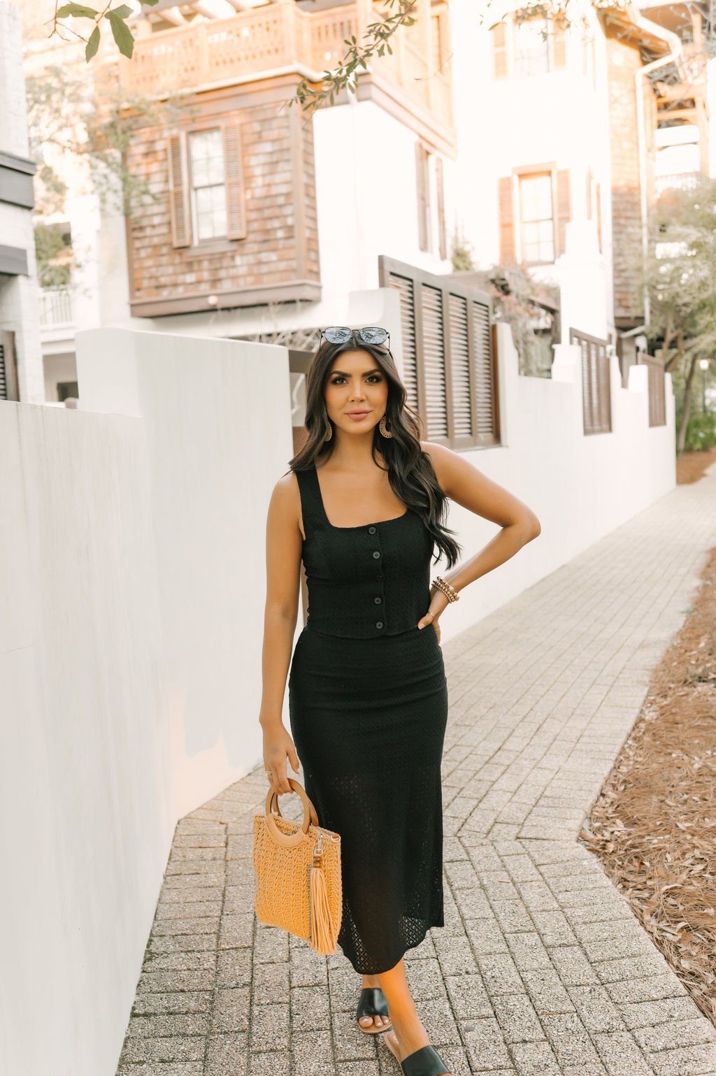 black button down tank top