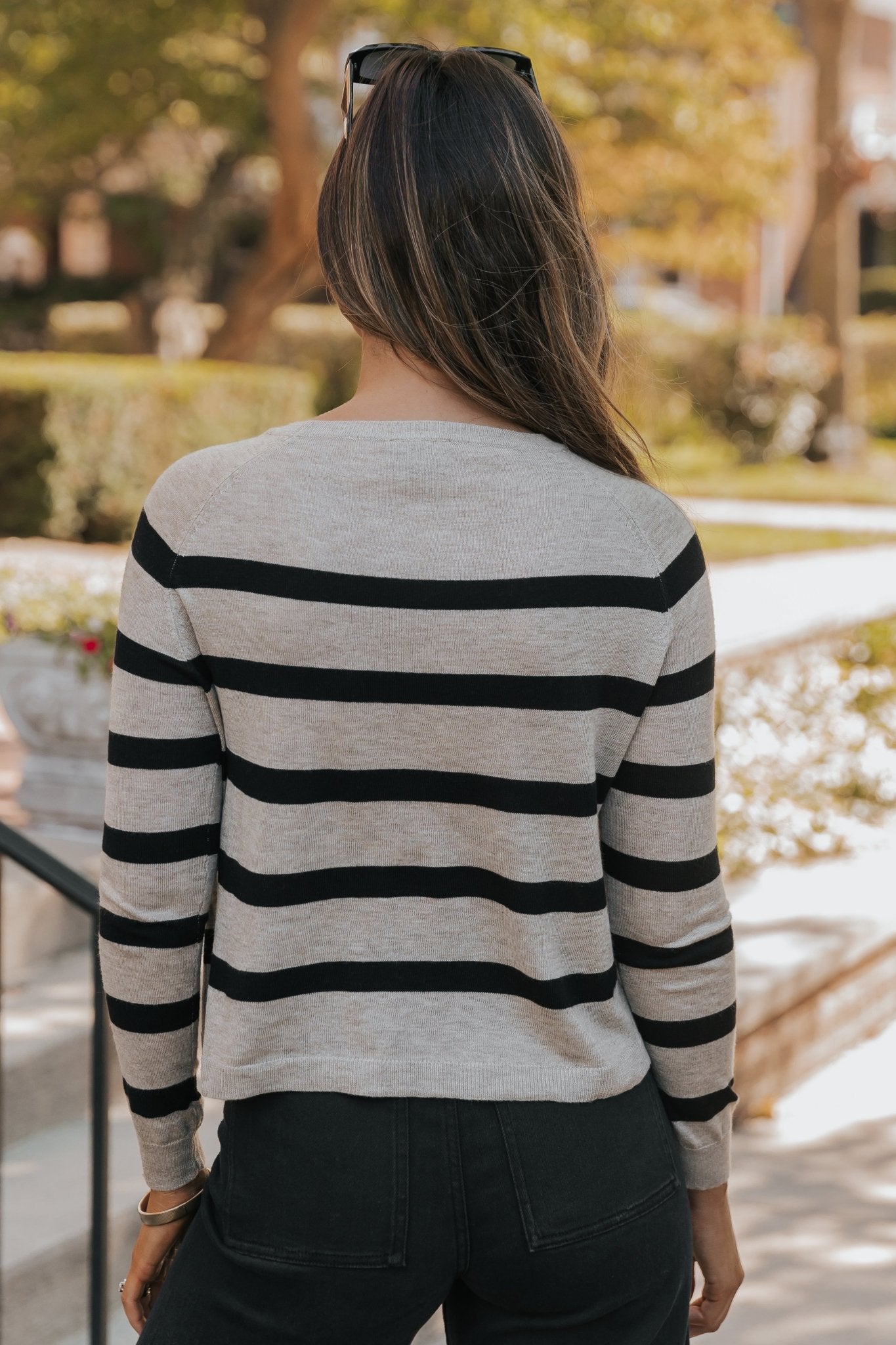 Black Coffee Long Sleeve Striped Sweater - Magnolia Boutique