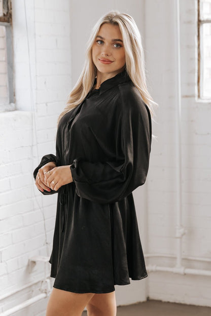 Black Dolman Sleeve Shirt Dress - Magnolia Boutique