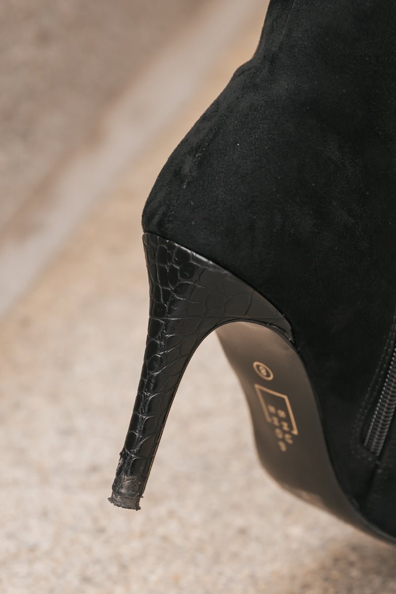 Black Faux Suede Stiletto Heels - Magnolia Boutique