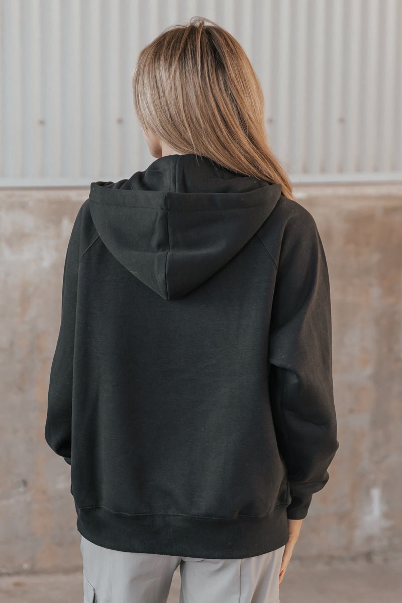 Black French Terry Zip Up Hoodie - Magnolia Boutique