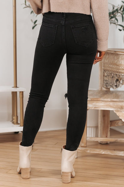 Black High Rise Distressed Skinny Jeans - Magnolia Boutique