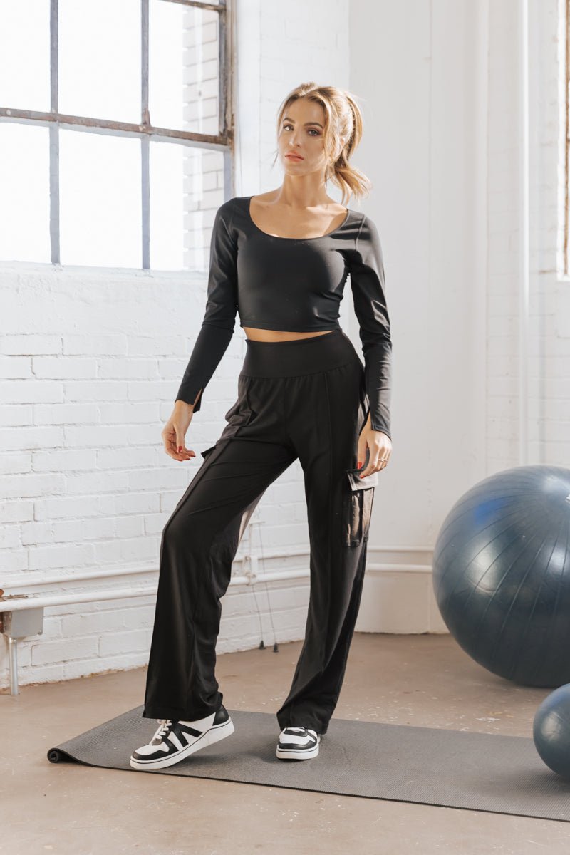 Black High Waisted Straight Cargo Pants - Magnolia Boutique