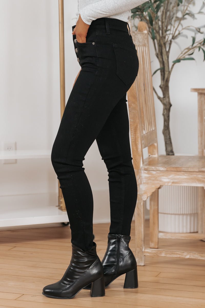 Black Mid Rise Ultra Stretch Skinny Jeans - Magnolia Boutique
