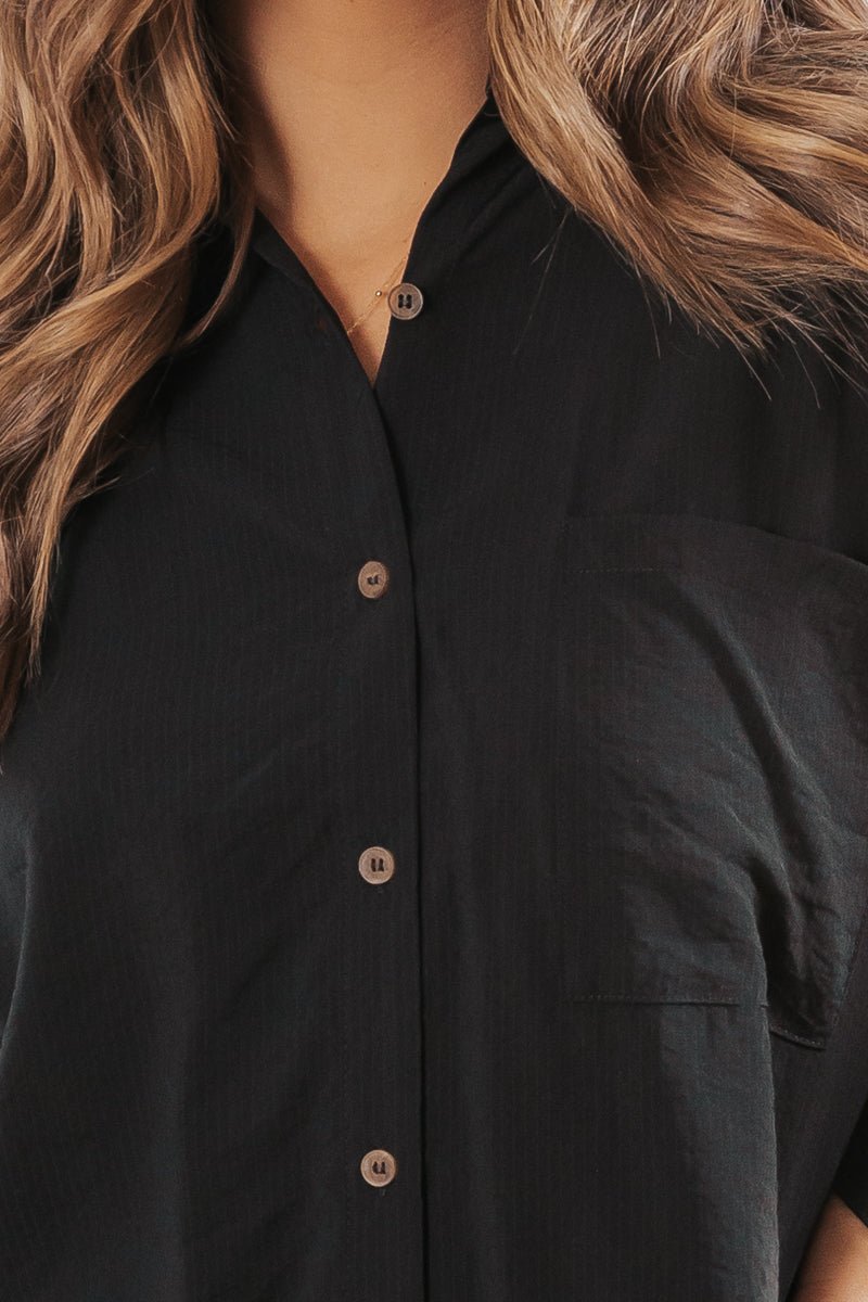 Black Oversized Button Down Shirt - Magnolia Boutique
