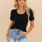 Black Puff Sleeve Ribbed Top - FINAL SALE - Magnolia Boutique
