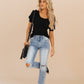 Black Puff Sleeve Ribbed Top - FINAL SALE - Magnolia Boutique