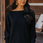 Black Ribbed Dolman Sleeve Boat Neck Sweater - FINAL SALE - Magnolia Boutique