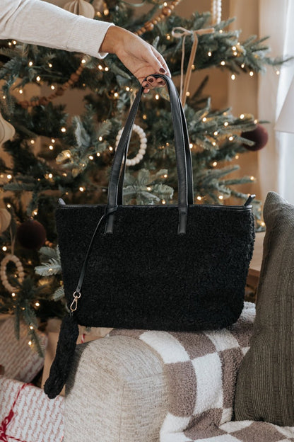 Black Sherpa Tote Bag & Wallet Set - Magnolia Boutique