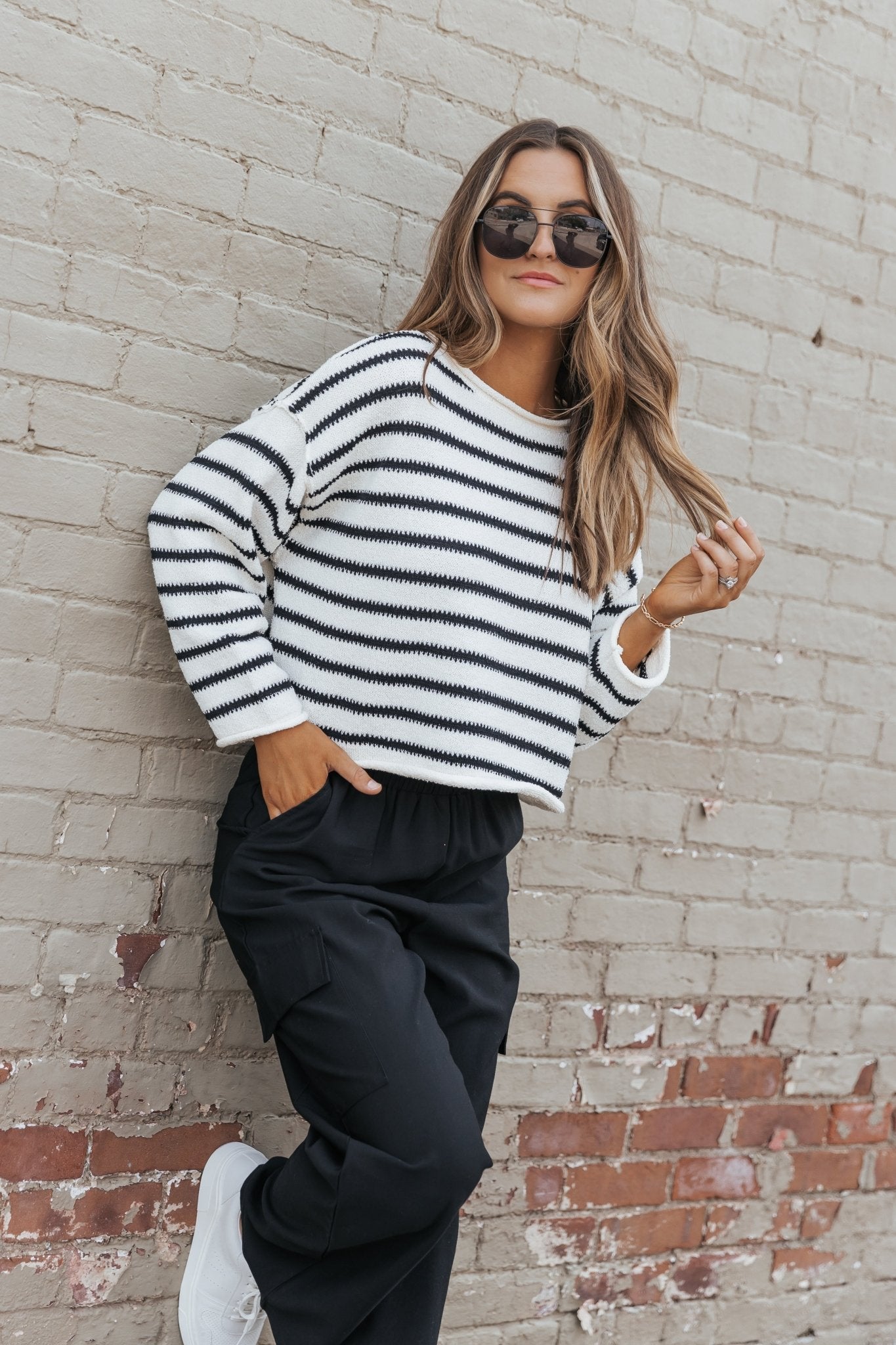 Black Striped Long Sleeve Sweater - Magnolia Boutique