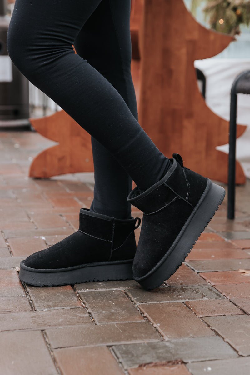 Black Suede Chunky Platform Boots - Magnolia Boutique