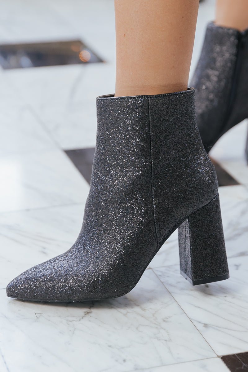 Womens black glitter store booties