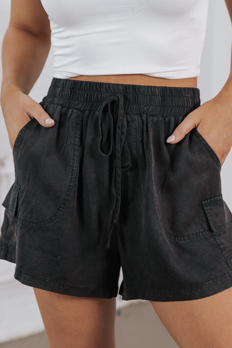 Black Washed High Rise Shorts - Magnolia Boutique