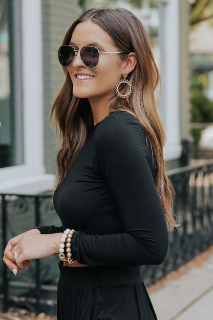 Blakely Black Long Sleeve Knit Top - Magnolia Boutique