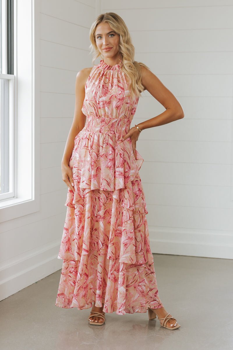 Blush Print Smock Tiered Maxi Dress - Magnolia Boutique