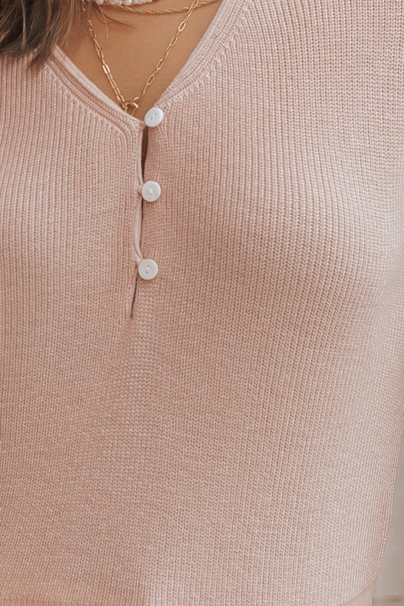 Blush Ribbed Button Up Sweater - Magnolia Boutique