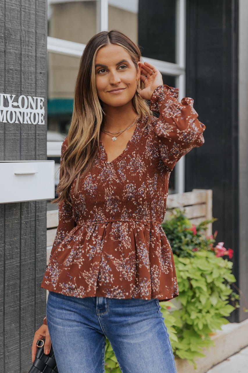 Boho Blooms Floral Print Smocked Puff Sleeve Blouse - Magnolia Boutique