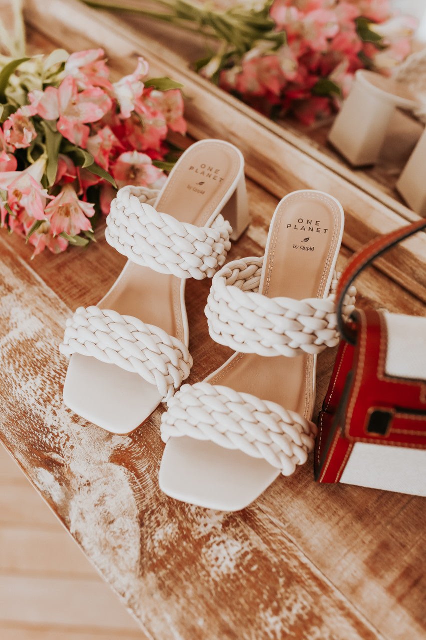 Braided Strappy Off White Heeled Sandals - FINAL SALE - Magnolia Boutique