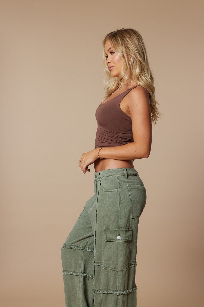 Brown Double Lined Scoop Neck Jersey Tank - Magnolia Boutique