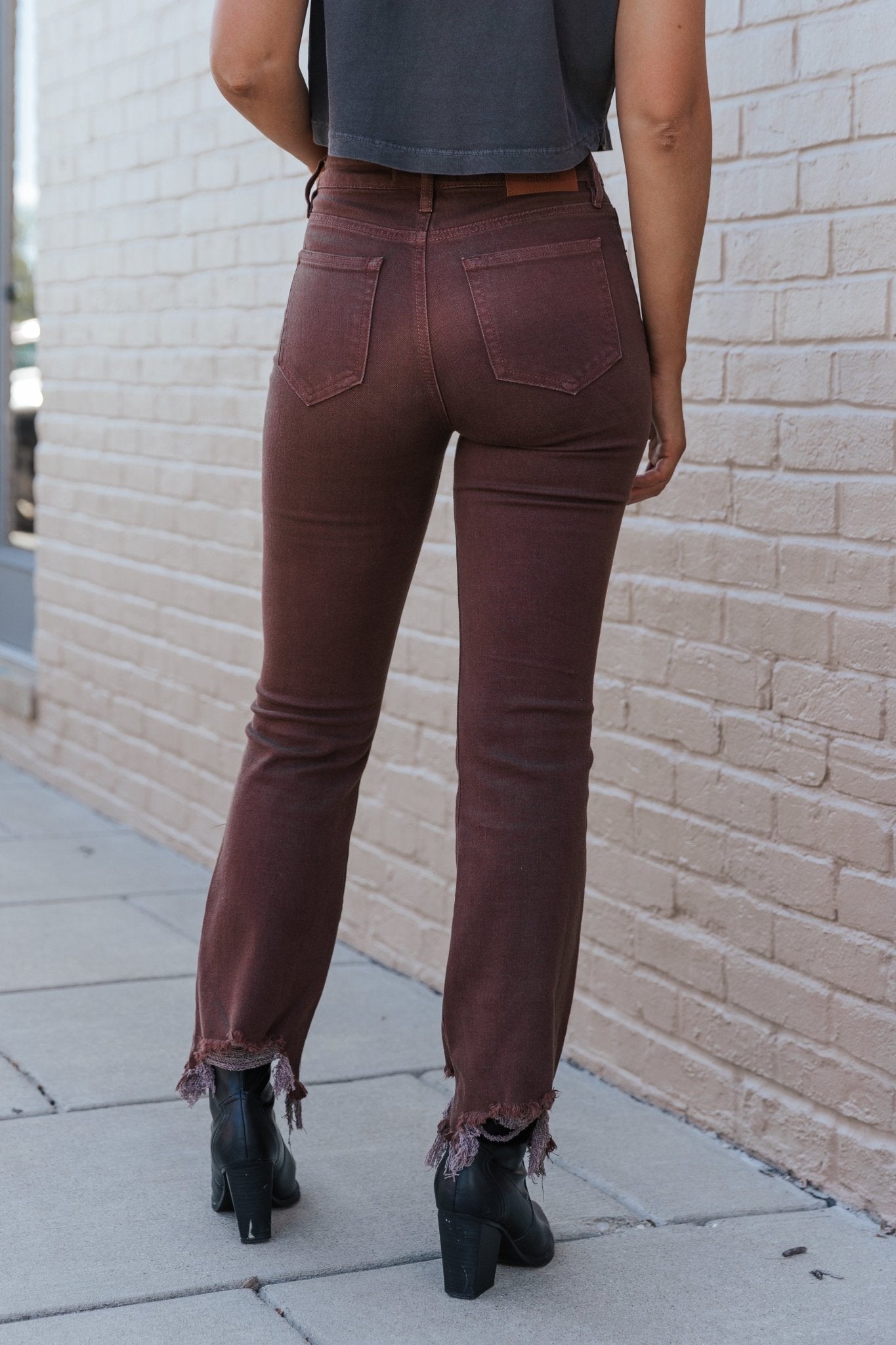 Brown High Rise Frayed Flare Jeans - Magnolia Boutique