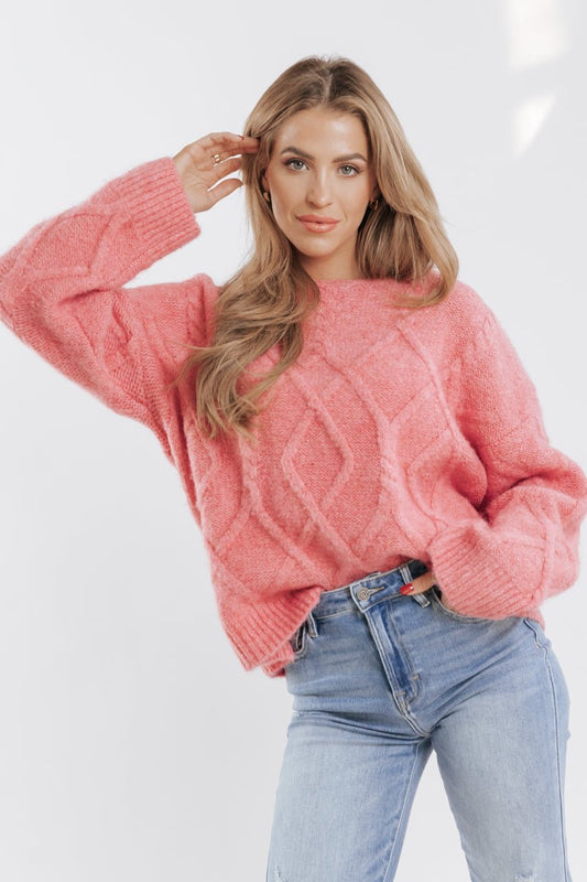 Bubble Gum Pink Cable Knit Sweater - Magnolia Boutique