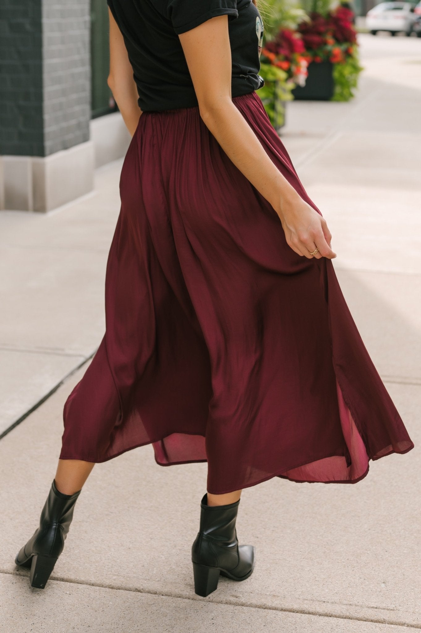 Burgundy A-Line Pleated Maxi Skirt | Pre Order - Magnolia Boutique