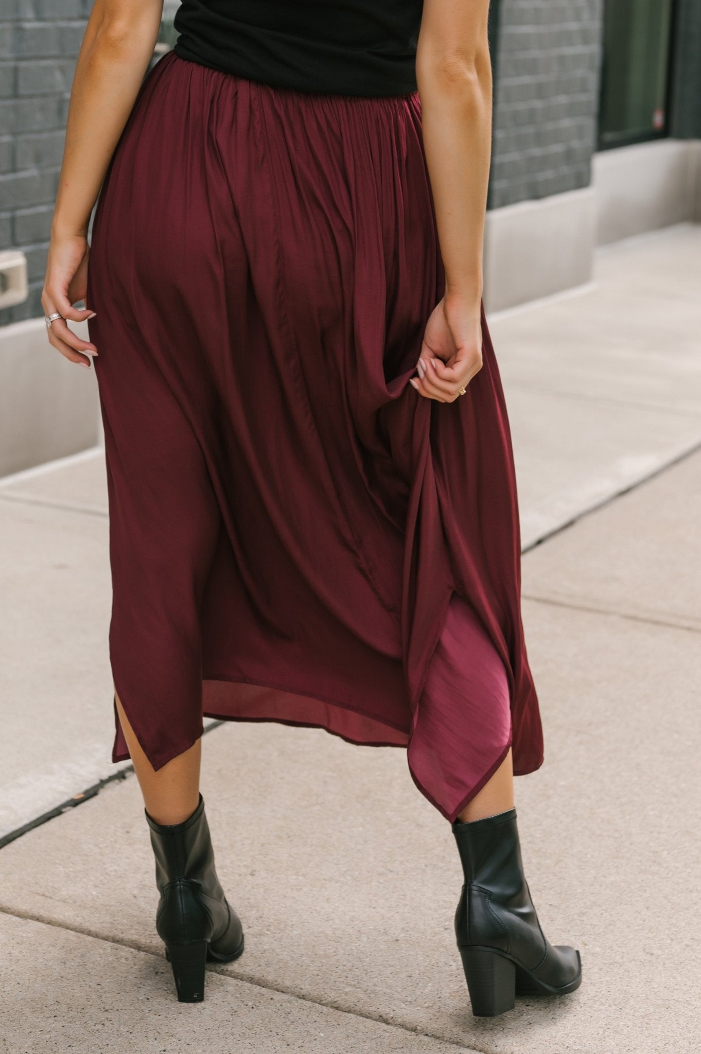 Burgundy A-Line Pleated Maxi Skirt | Pre Order - Magnolia Boutique