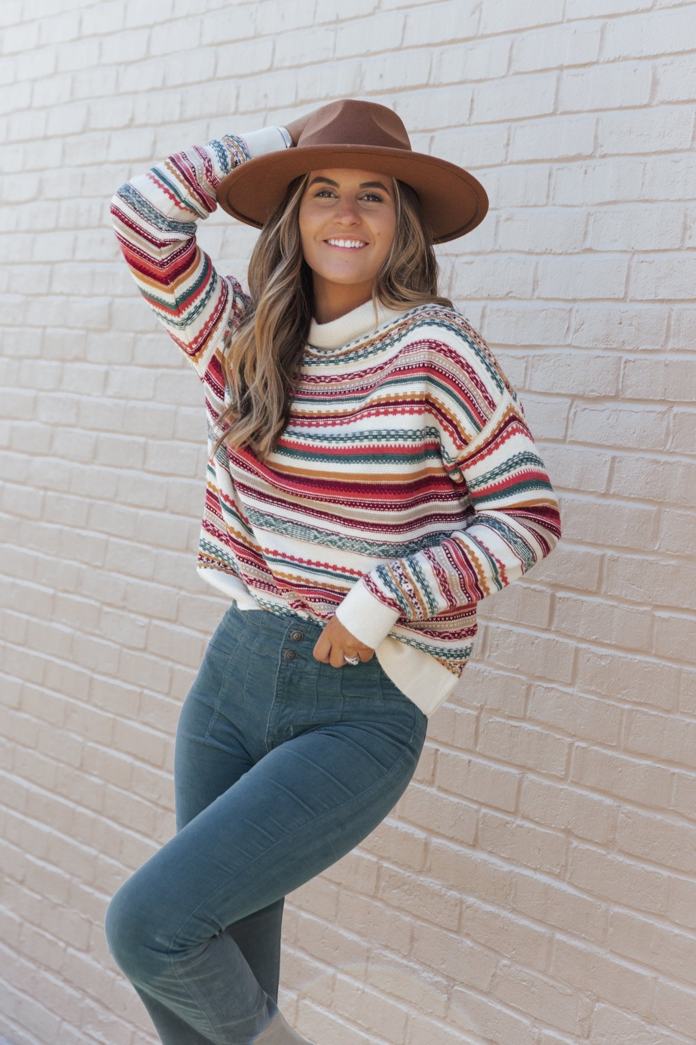 Burgundy Fair Isle Pattern Pullover Sweater - Magnolia Boutique