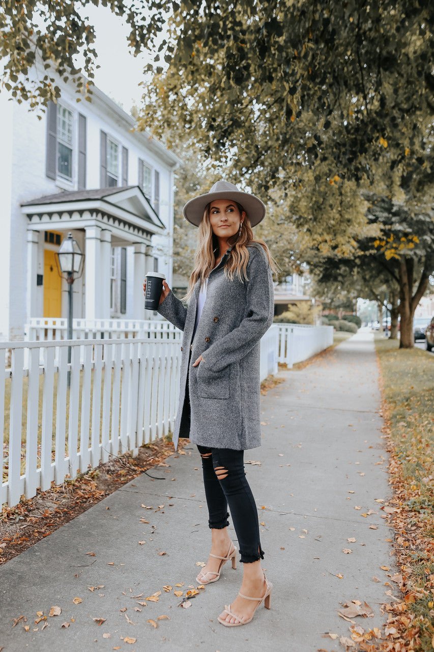 Button Detail Charcoal Two Tone Cardigan - FINAL SALE - Magnolia Boutique