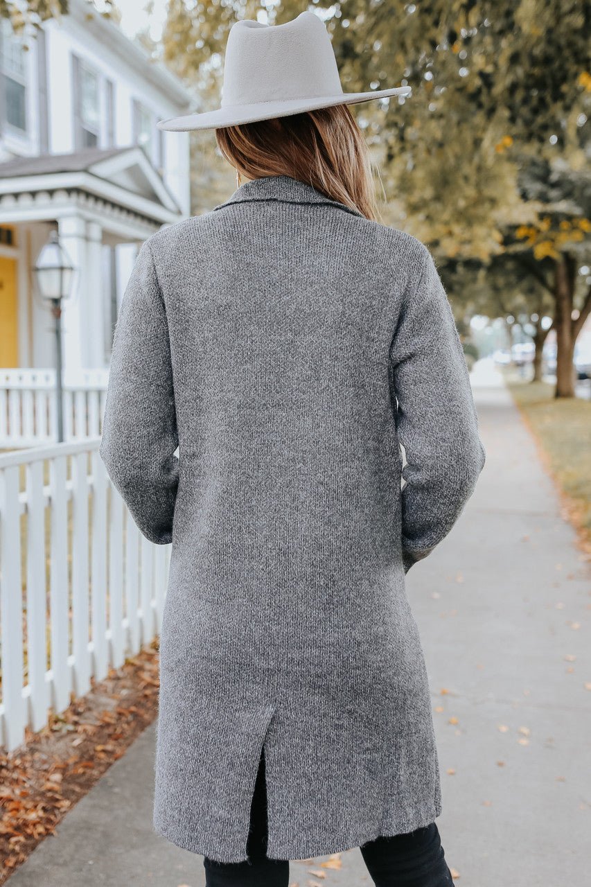 Button Detail Charcoal Two Tone Cardigan - FINAL SALE - Magnolia Boutique