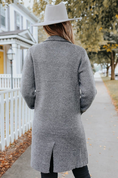 Button Detail Charcoal Two Tone Cardigan - FINAL SALE - Magnolia Boutique