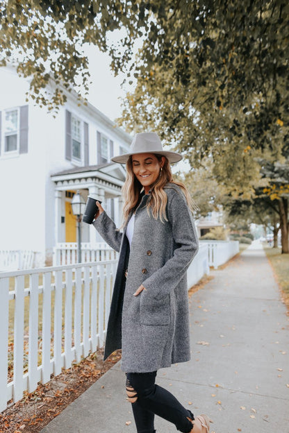 Button Detail Charcoal Two Tone Cardigan - FINAL SALE - Magnolia Boutique