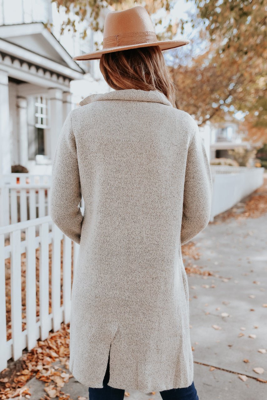 Heathered Oatmeal Double Breasted Knit Coat Magnolia Boutique