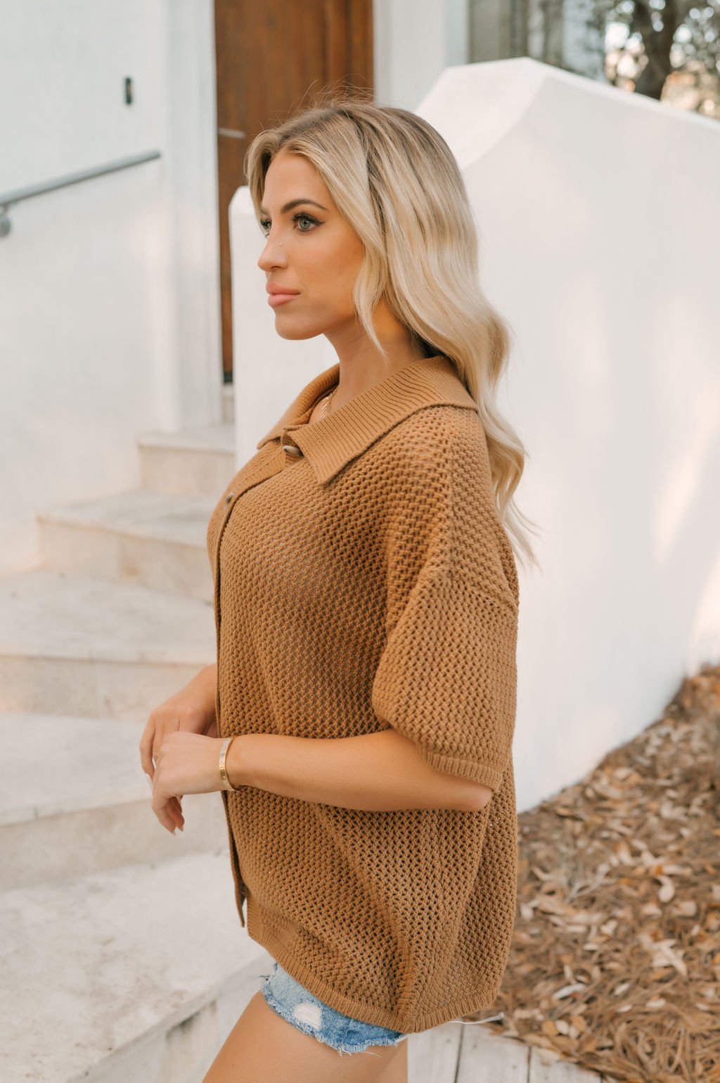 Camel Button Down Sweater Cardigan - Magnolia Boutique