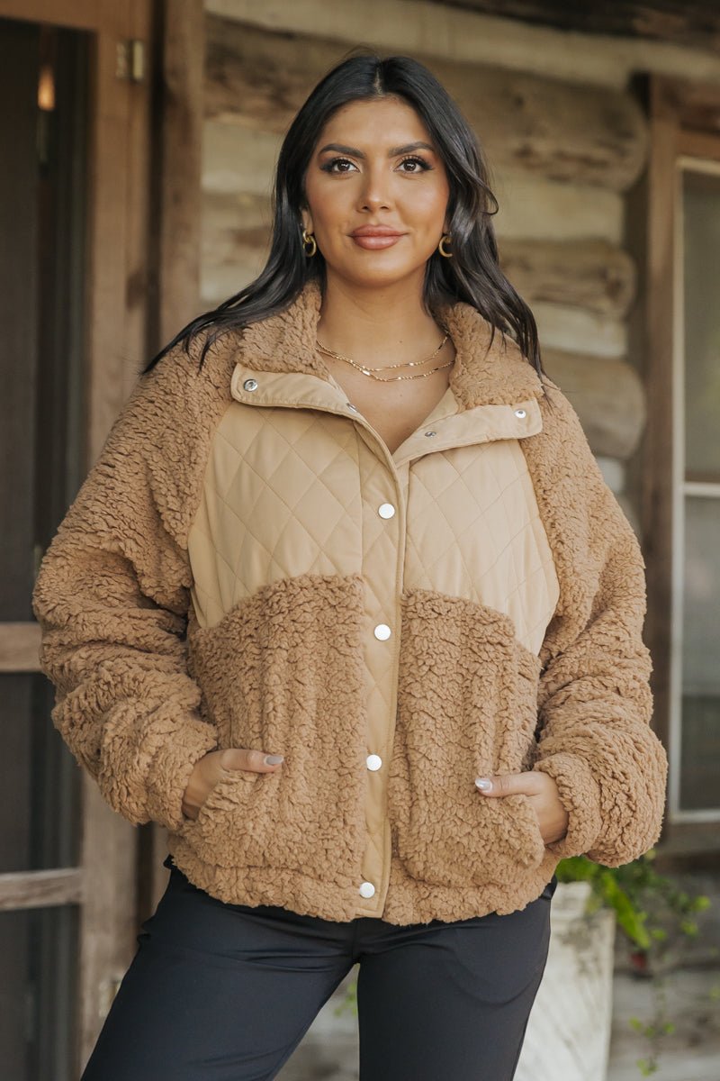 Camel Faux Fur Hybrid Jacket | Magnolia Boutique