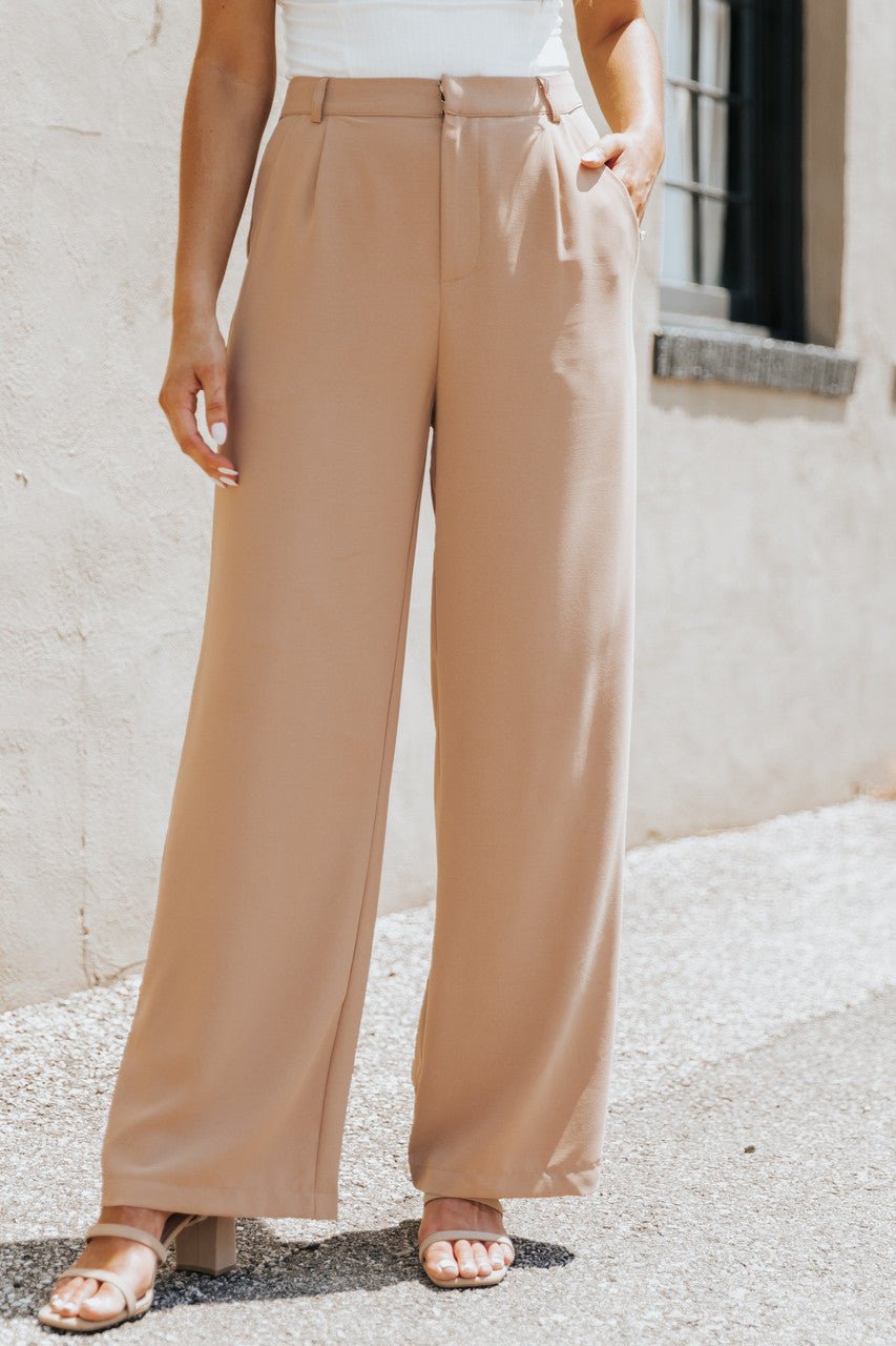 Camilla High Waisted Wide-Leg Camel Dress Pants - FINAL SALE - Magnolia Boutique